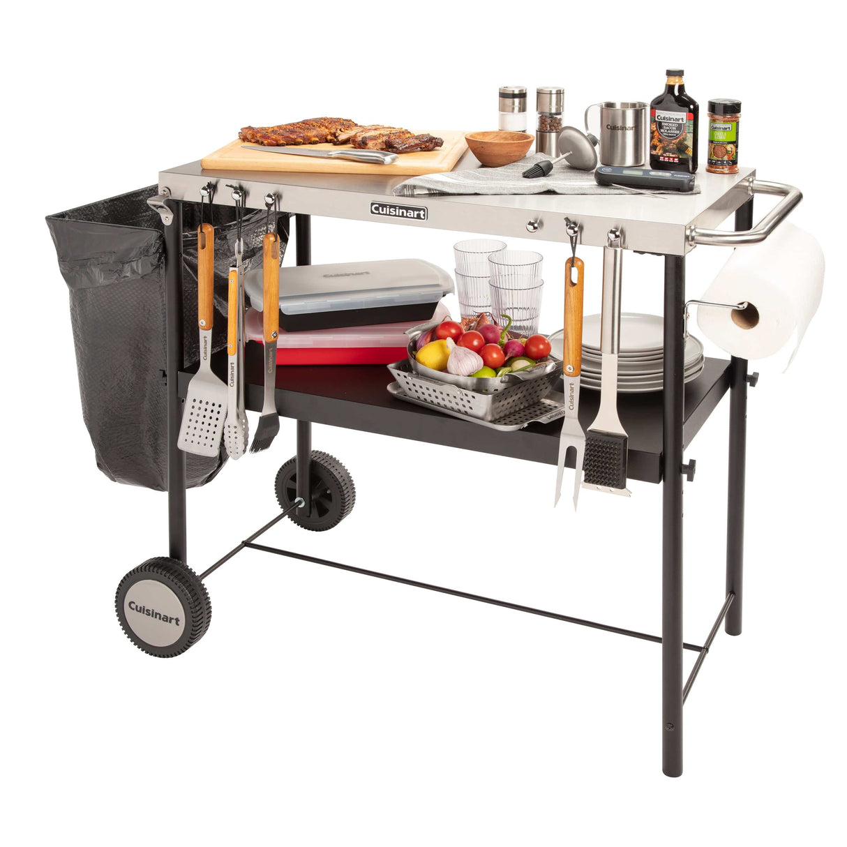 Cuisinart Outdoor BBQ Prep Cart, Black Stainless