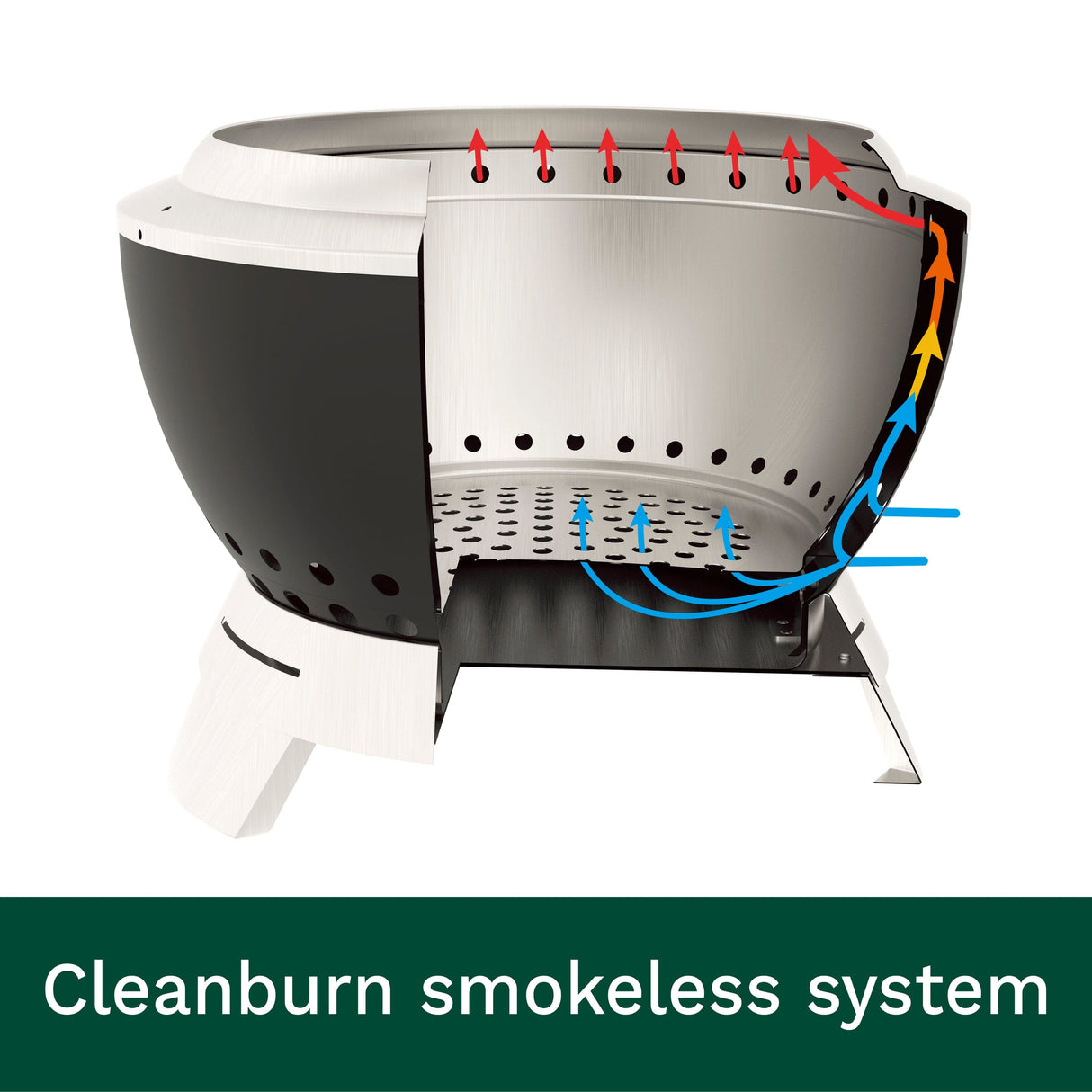 Cuisinart 19.5” Cleanburn Smokeless Fire Pit, Black Stainless