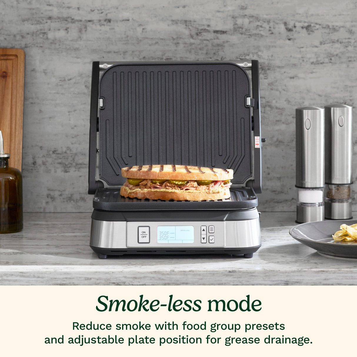 Cuisinart Griddler® with Smoke-Less Mode, Silver