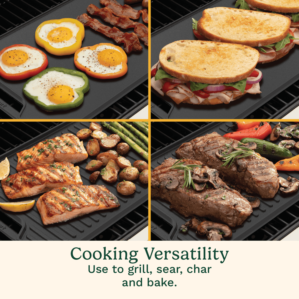 Cuisinart Reversable 2-in-1 Cast Iron Grill/Griddle Plate, Black