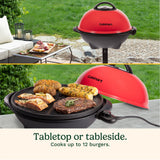 Cuisinart Portable 2-in-1 Indoor/Outdoor Electric Grill, Red