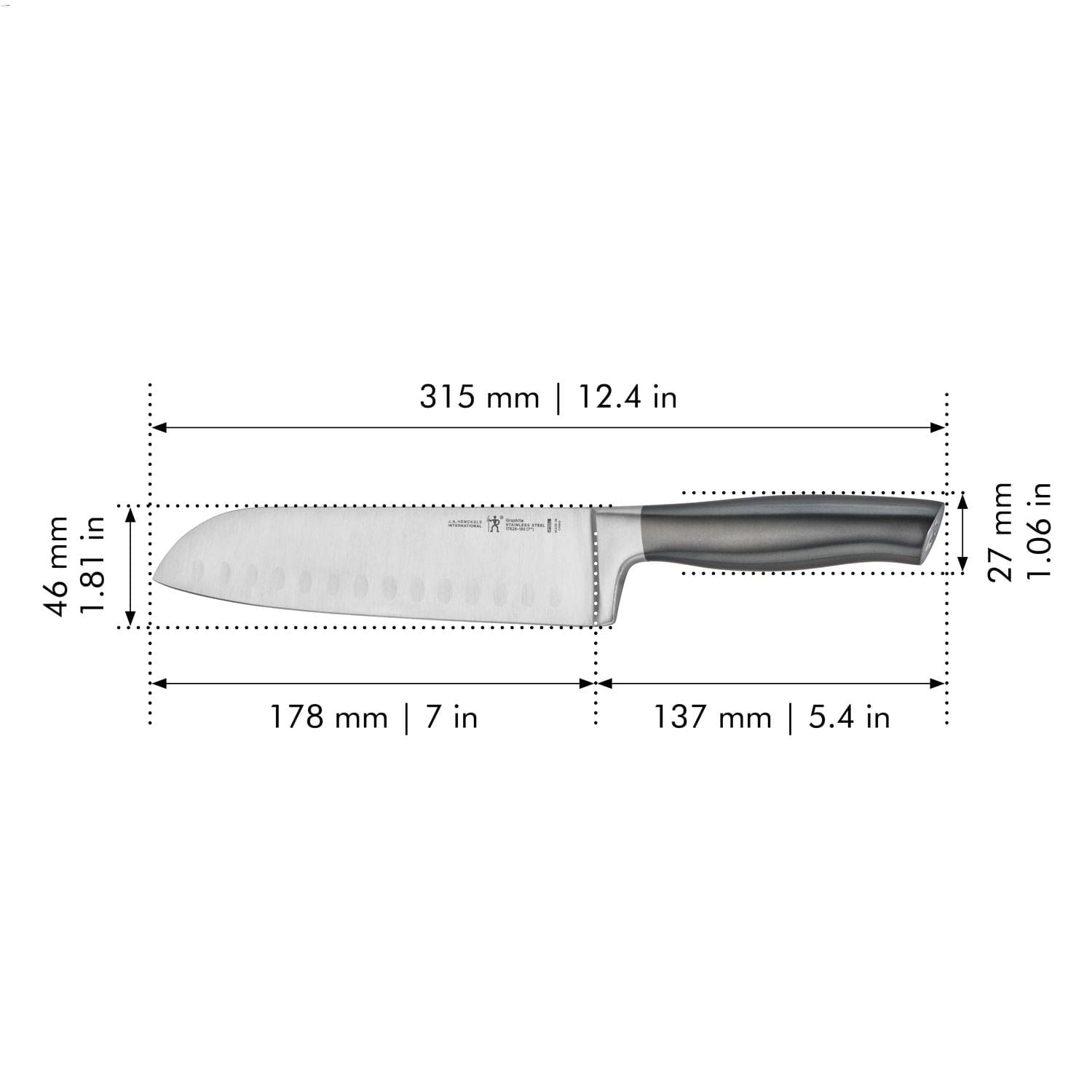 Henckels Graphite 7-inch Hollow Edge Santoku Knife