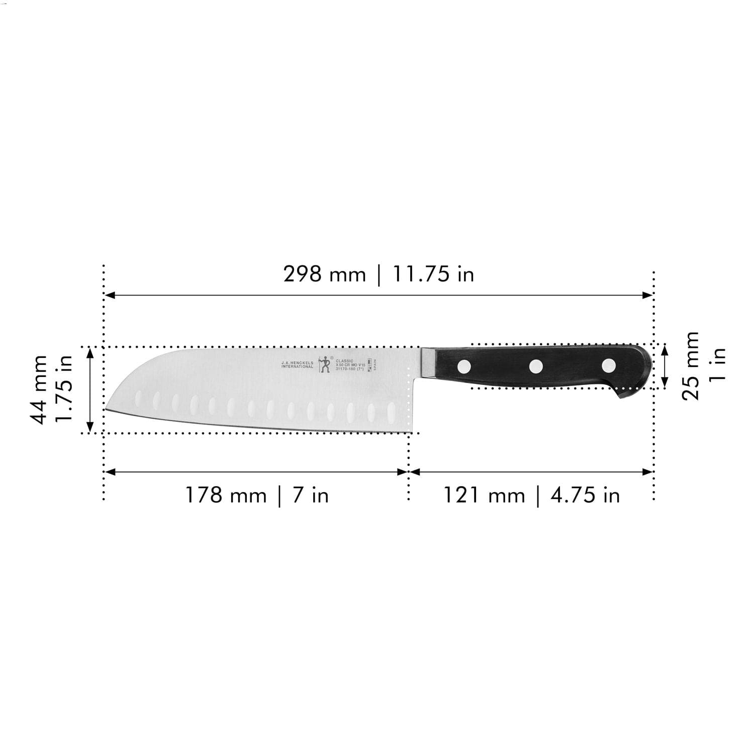 Henckels Classic 7-inch Hollow Edge Santoku Knife