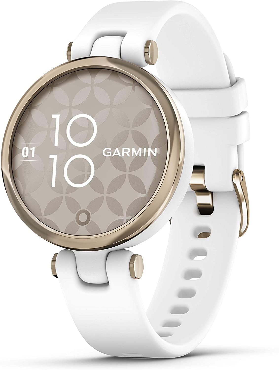 Garmin G010-N2384-00 Lily Sport Edition Cream Gold Bezel with White Case and Silicone Band - Certified Refurbished