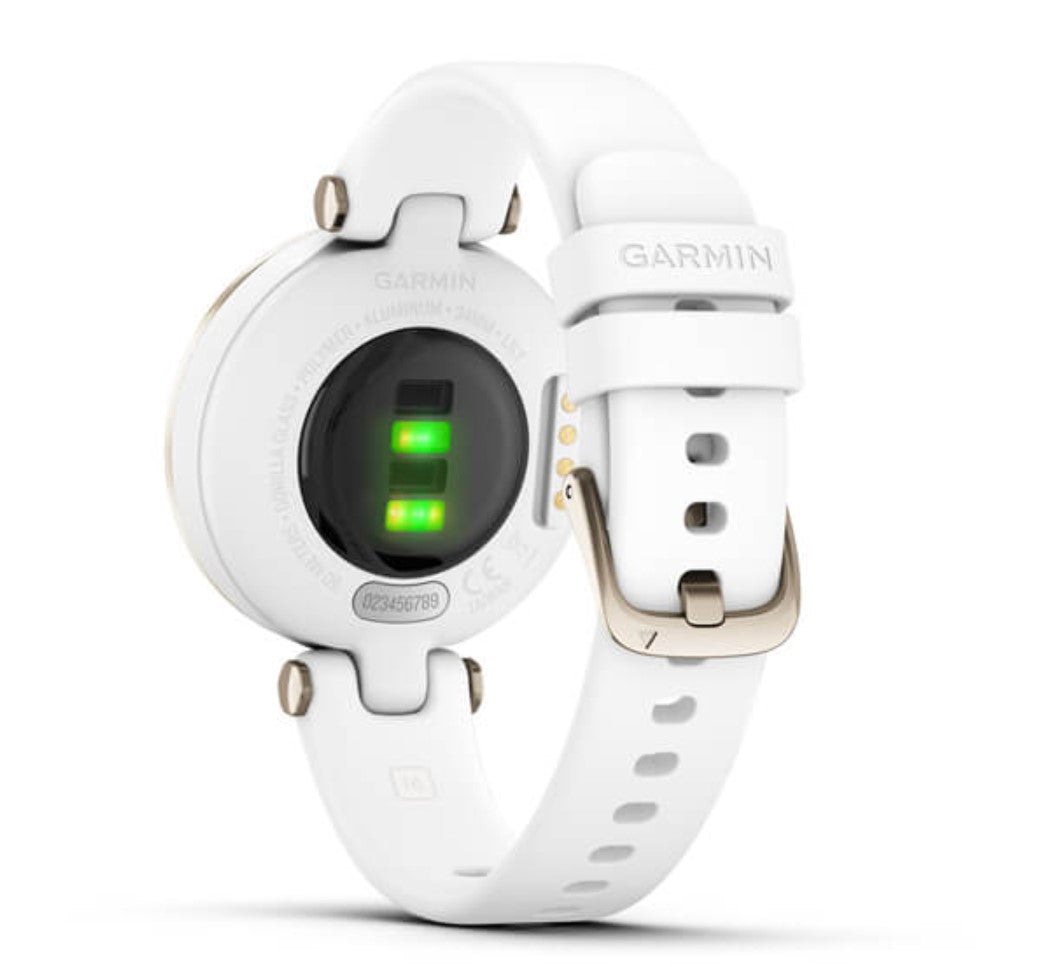 Garmin G010-N2384-00 Lily Sport Edition Cream Gold Bezel with White Case and Silicone Band - Certified Refurbished