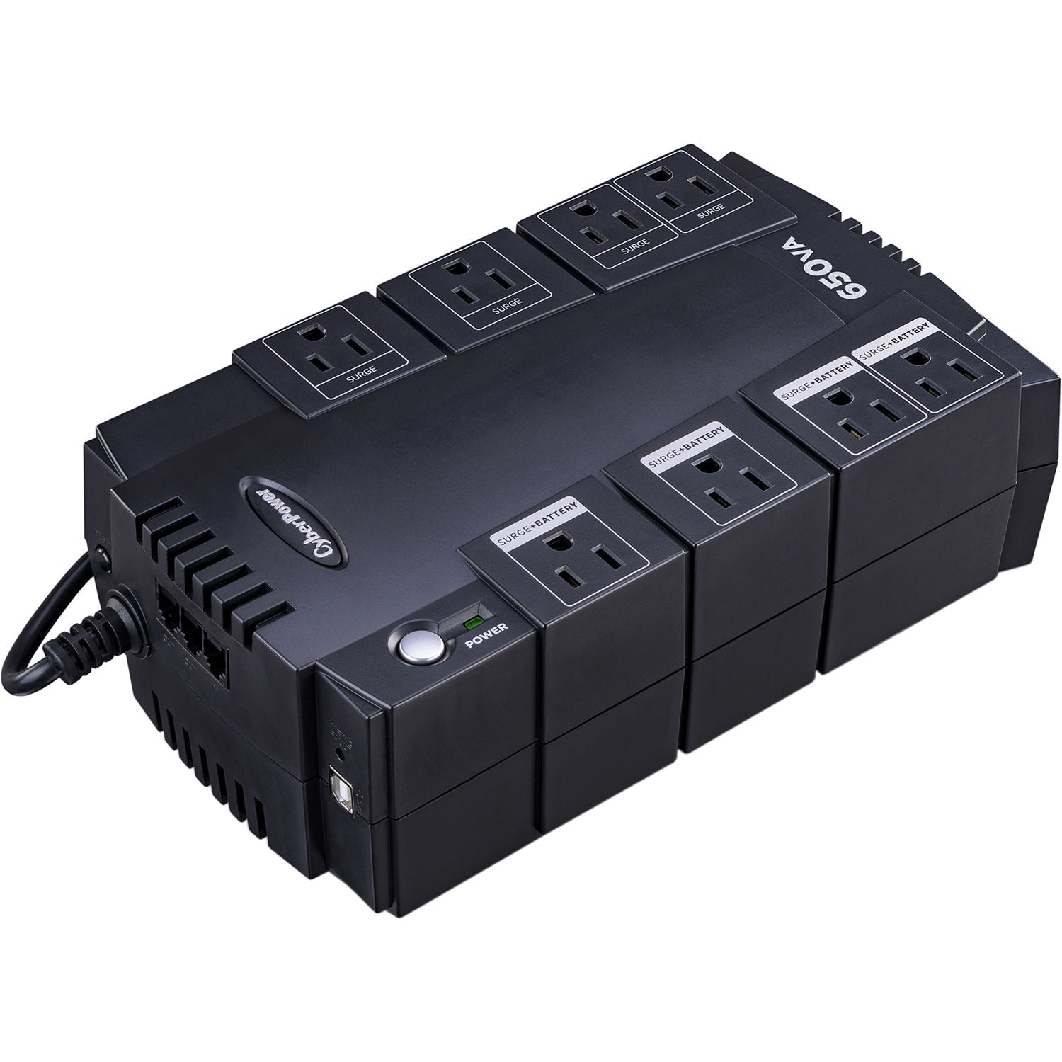 CyberPower SX650G-R 650VA/375W, 8 OL, RJ11/RJ45, 890J 8-Outlet UPS System - New Battery Certified Refurbished