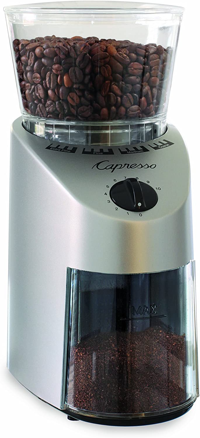 Capresso C560.94 8.8oz Infinity Conical Burr Grinder Silver - Certified Refurbished