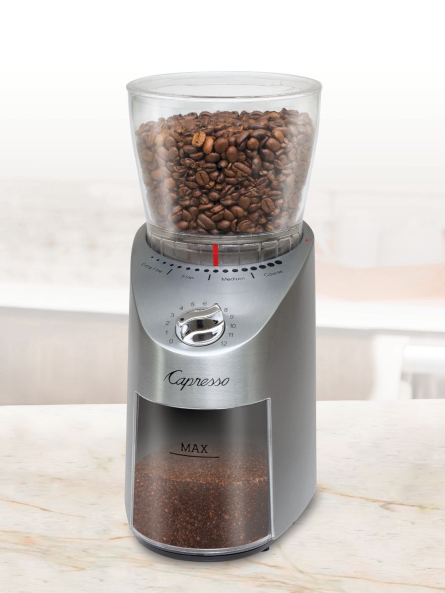 Capresso INFINITYPLUSABS-RB Whole Bean Coffee Grinder, Silver - Certified Refurbished
