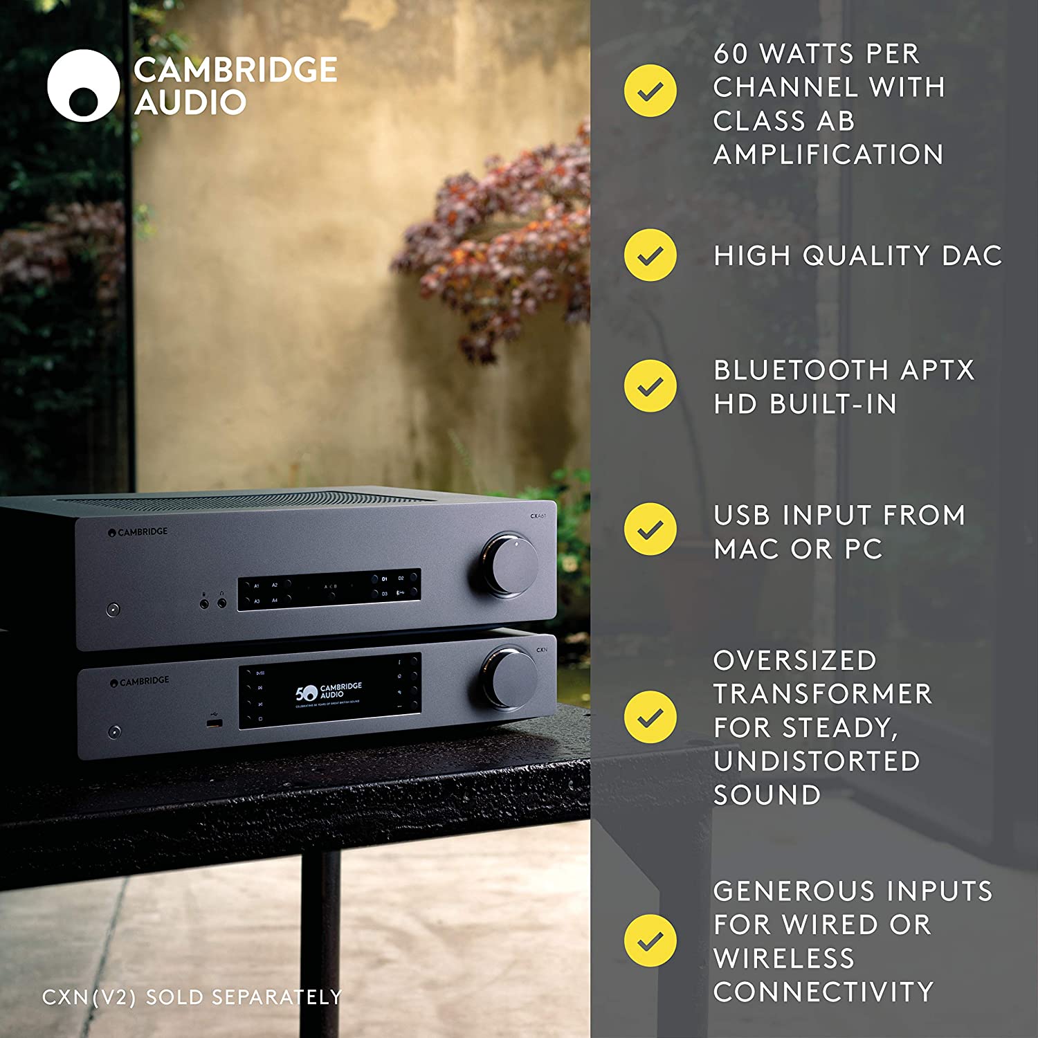 Cambridge Audio CXA61-RB Stereo 2Ch 60W Bluetooth Amplifier Certified Refurbished