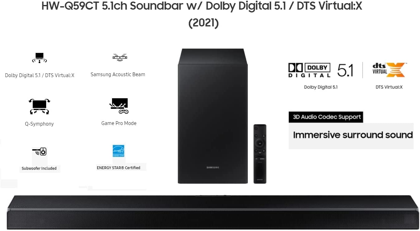 Samsung HW-Q59CT/ZA-RB 5.1ch Soundbar Sub Woofer System - Certified Refurbished
