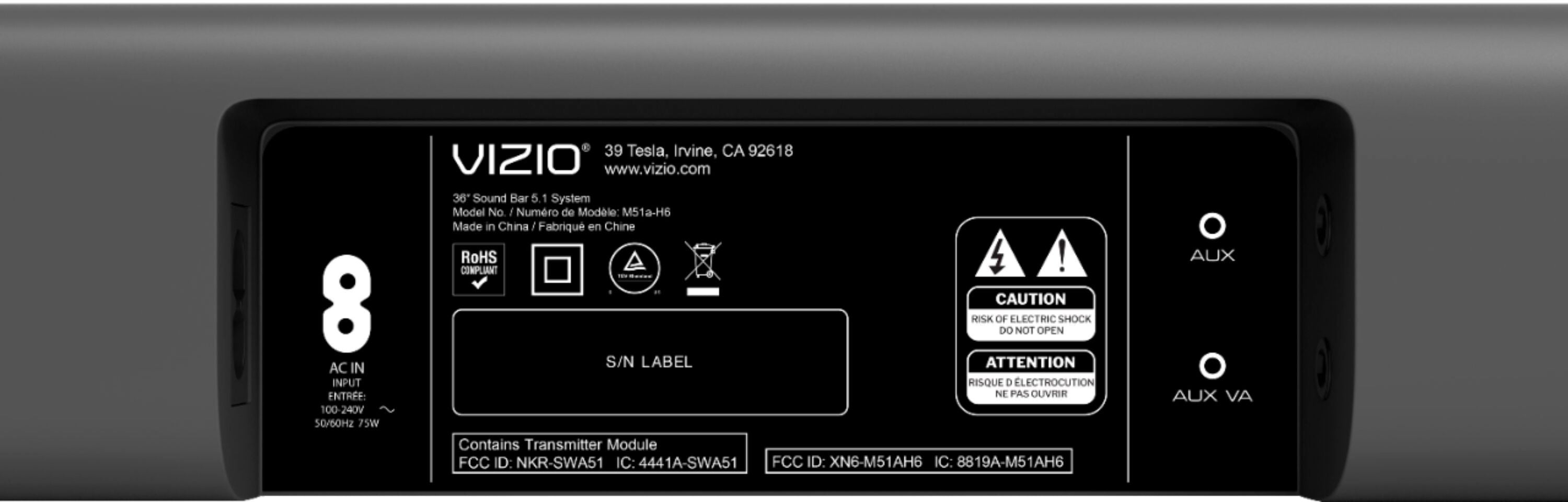 VIZIO M51ax-J6B-RB 5.1 Home Theater 36" Soundbar System Dolby Atmos - Certified Refurbished