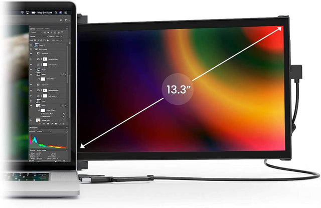 Mobile Pixels Duex Lite 12.5" Portable Monitor Full HD 1080P IPS Screen, USBC Ultra Portable Laptop Dual Monitor, Plug and Play, Any Laptops Compatible, Grey - Certified Refurbished