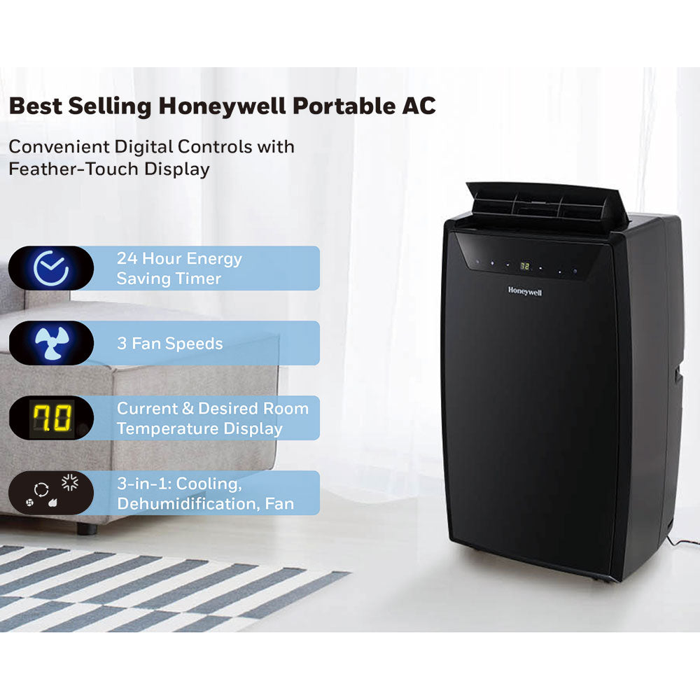 Honeywell R-MN4CFSBB0 14,000 BTU Portable Air Conditioner, Dehumidifier & Fan Black - Certified Refurbished